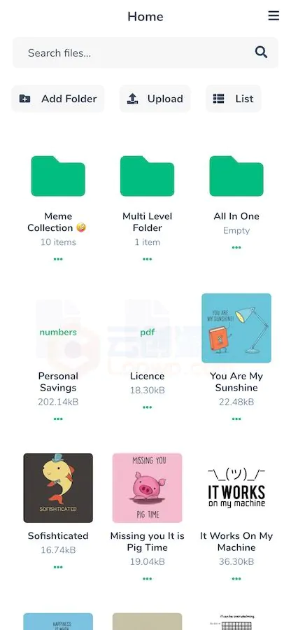 LooFileManager private cloud storage SaaS dashboard and file manager interface