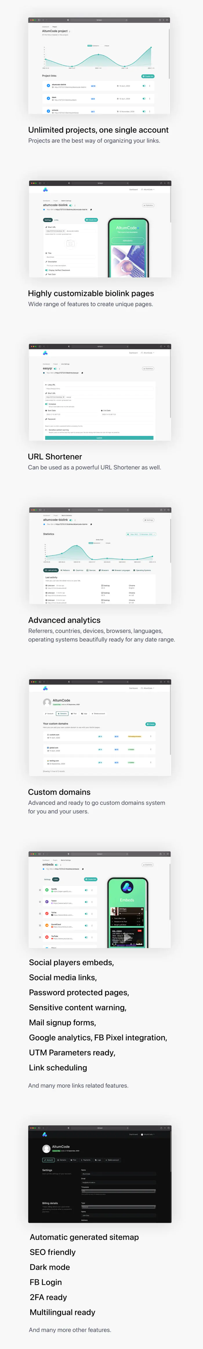 LooLinks Instagram and TikTok bio link and URL shortener SaaS dashboard