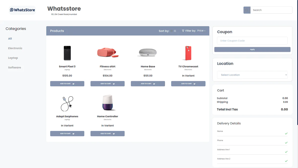 WhatsShop WhatsApp online store builder SaaS dashboard and storefront