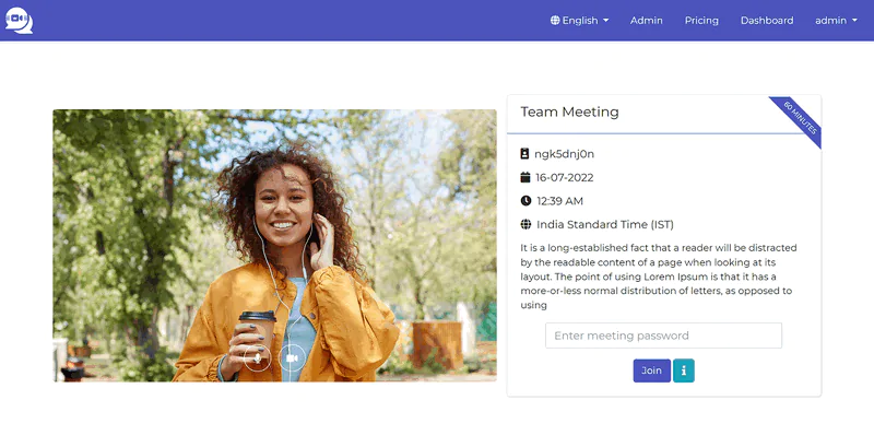 LiveMeet self-hosted WebRTC live streaming and meeting dashboard