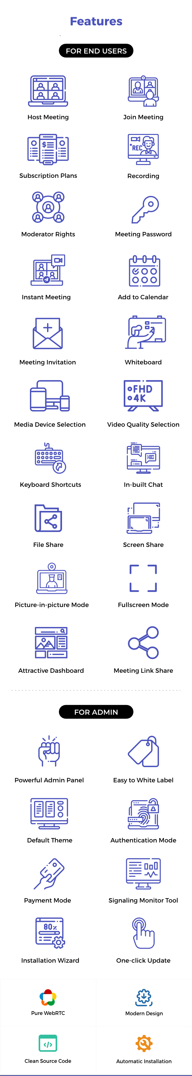 LiveMeet self-hosted WebRTC live streaming and meeting dashboard
