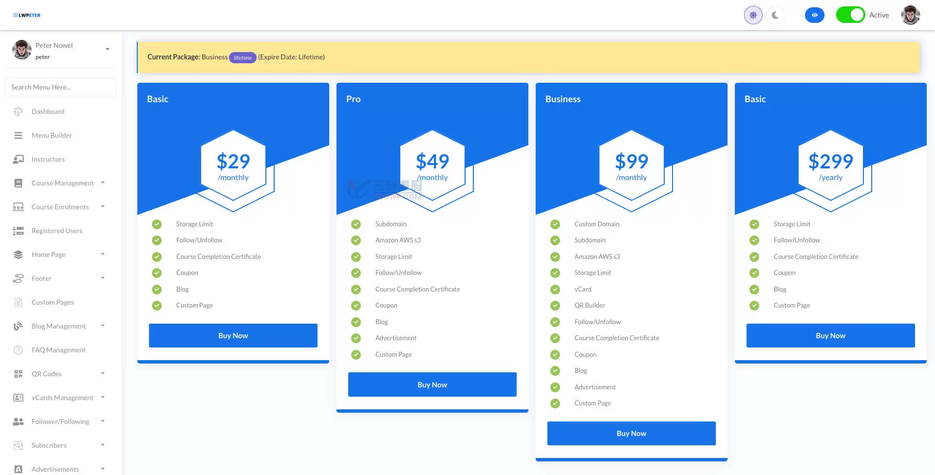 SaaS multi-tenant version of online course sales website builder website source code