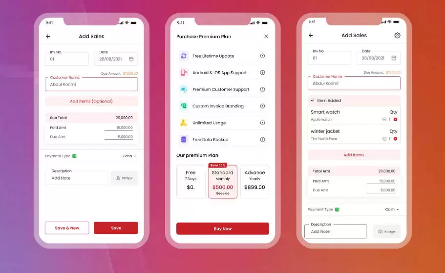 Fully open-source Flutter enterprise inventory, sales, and POS management app source code; includes SaaS capabilities and web-based frontend/backend; unlimited domain usage.