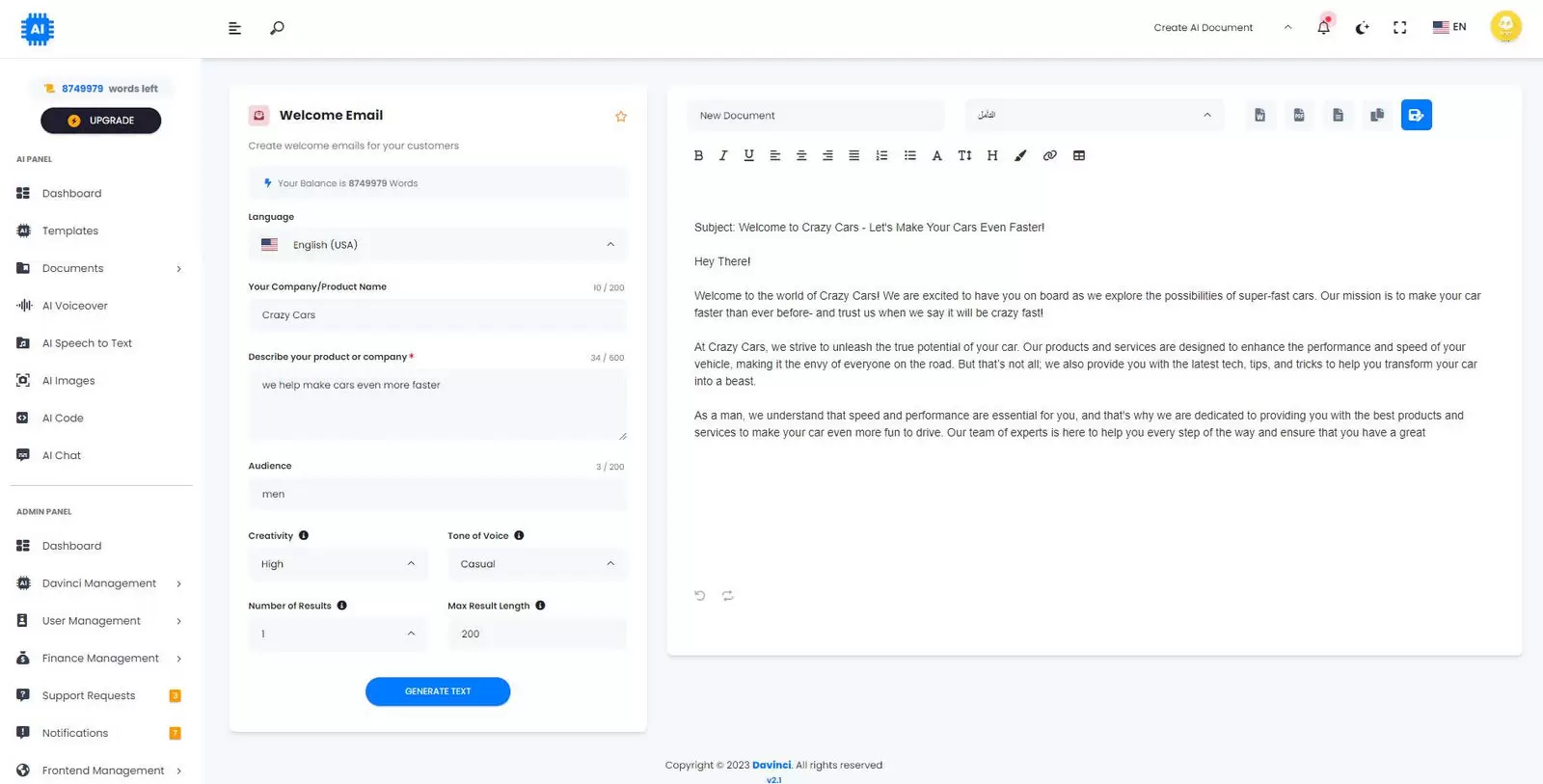 SaaS Platform Source Code for AI Writing, Programming, Voiceover, and Image Generation (Supports GPT-4 Turbo and DALL-E 3)