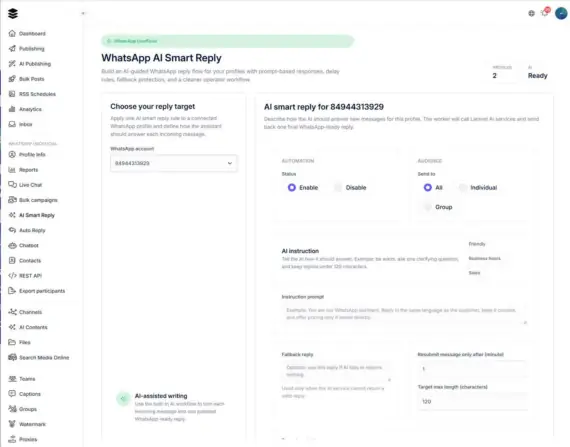 WhatsApp automation platform features