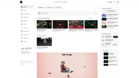Creator video platform dashboard
