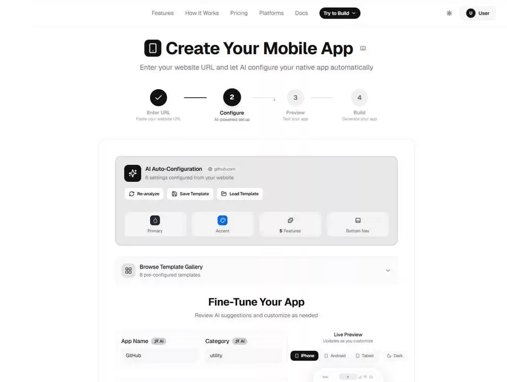 SaaS多开AI网站转手机App平台源码/网站打包APP