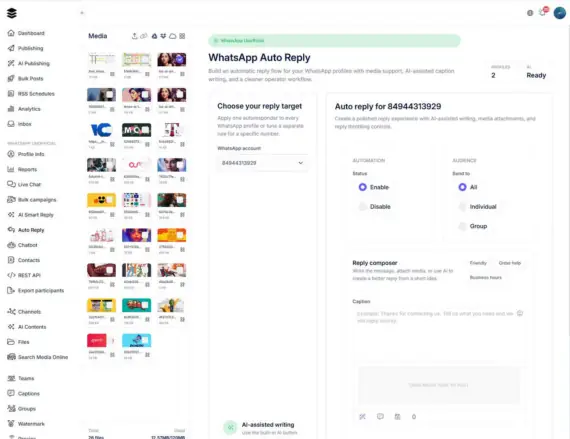 WhatsApp marketing SaaS dashboard
