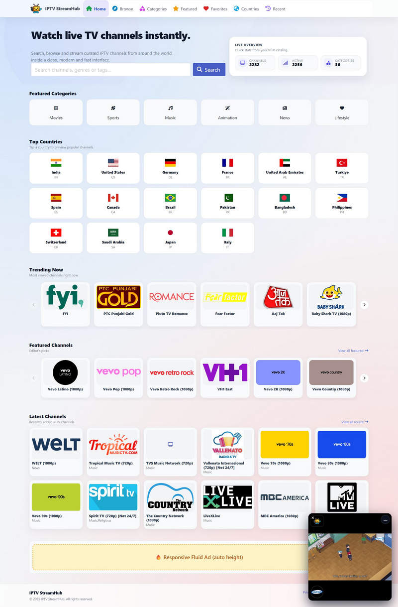 全开源IPTV门户系统网站源码/直播TV频道目录平台源码