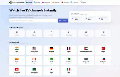 StreamHub IPTV Portal and Live TV Directory