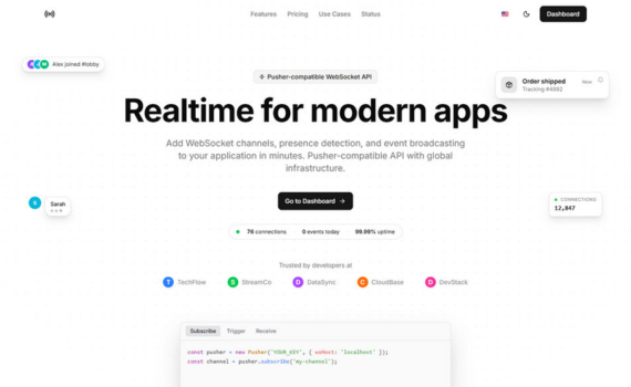 Pusher-Style Real-Time Communication SaaS Platform Source Code